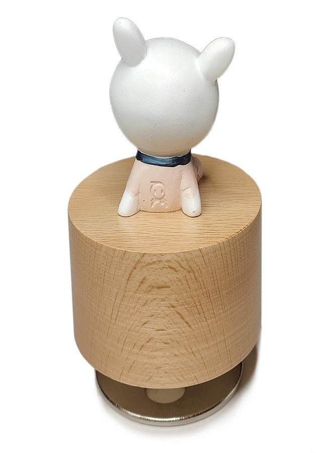 falado Mini Wooden Animal Rotary Music Box with Cute Rabbit Ornament (Tune: You are My Sunshine), White and Beige - Image 4